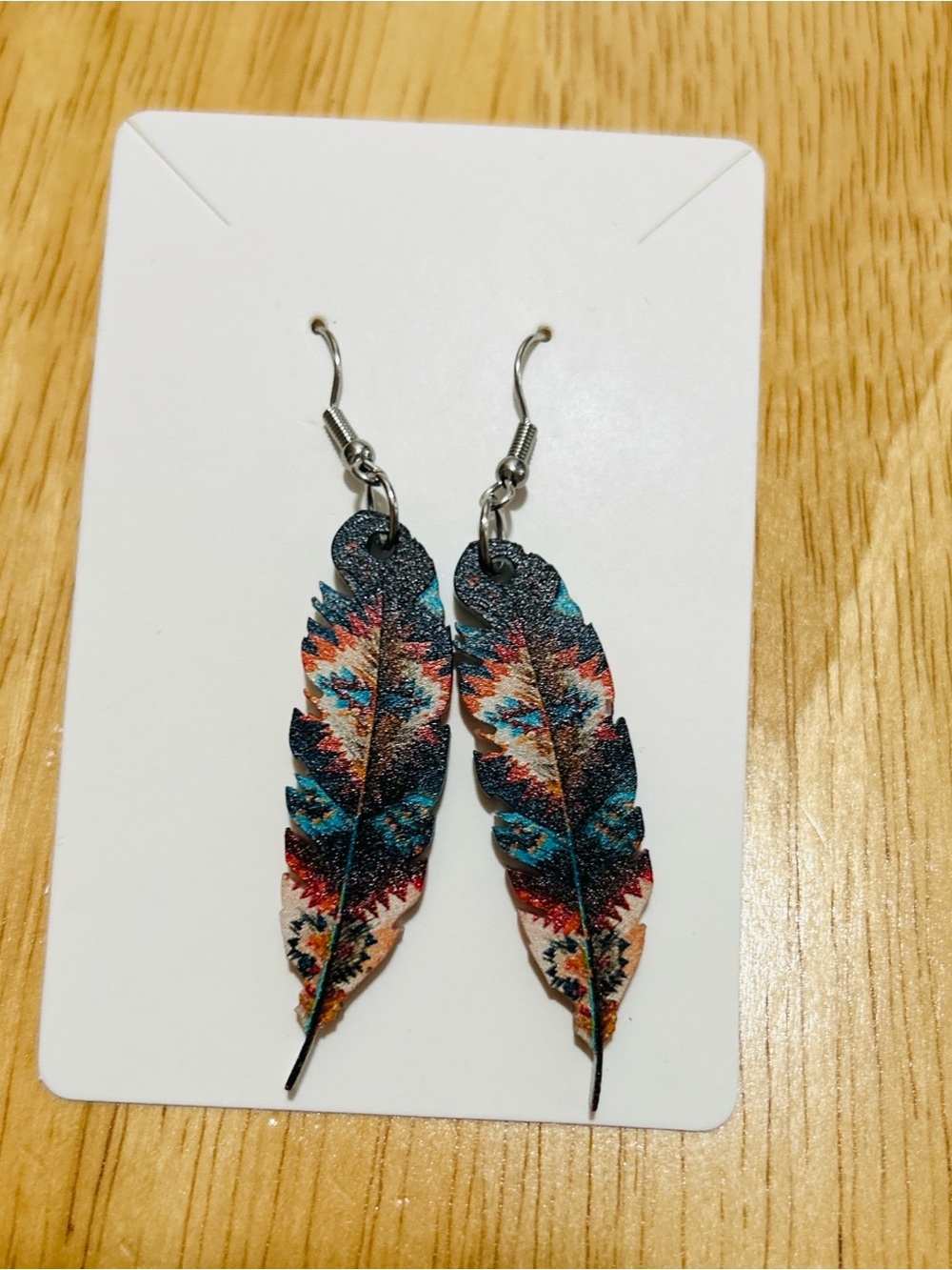 Bohemian Feather Pendant Earrings - Picture 2 of 3